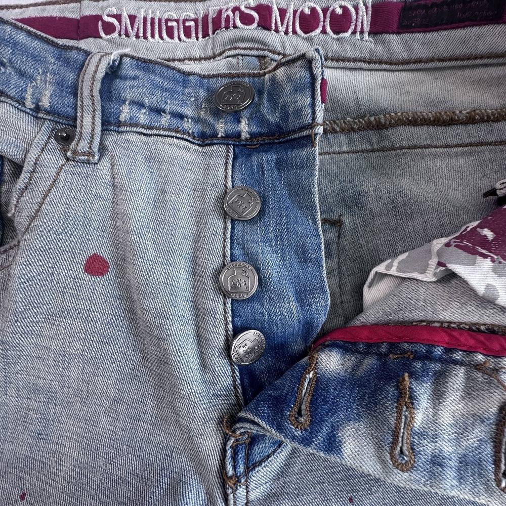 Smugglers Moon Jeans Speak Easy & Tred Carefully Mens 32x32 Paint Distressed - Picture 6 of 10